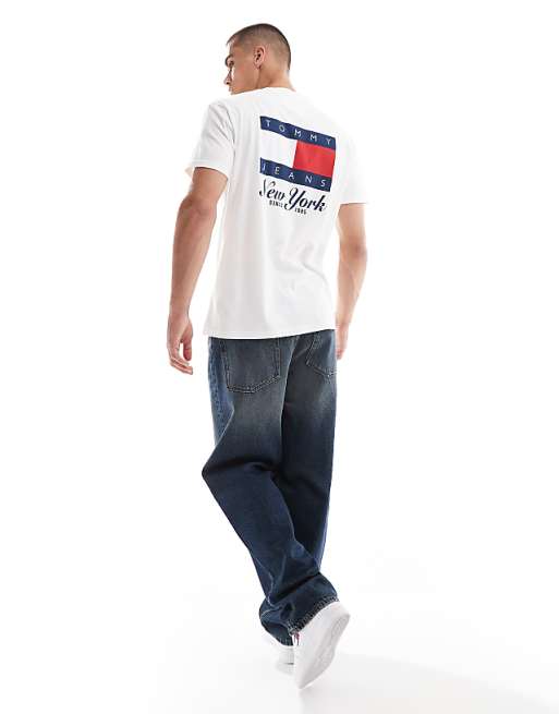 Asos Tommy Jeans Flag Back Print Graphic T-shirt In White