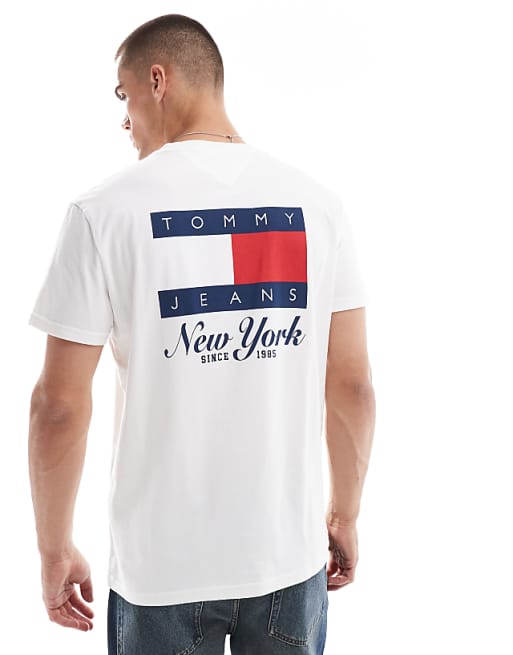 Asos Tommy Jeans Flag Back Print Graphic T-shirt In White