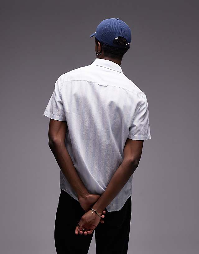 Asos Tommy Jeans Linen Shirt In Light Blue And White Stripe
