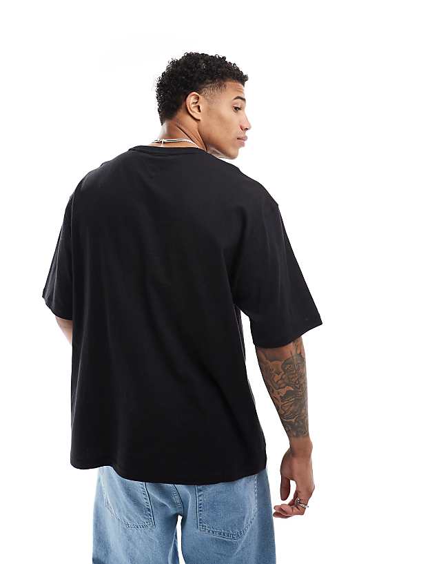 Asos Tommy Jeans Oversized Crest Varsity Sports T-shirt In Black