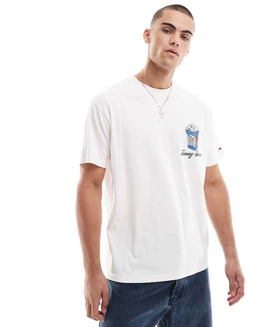 Asos Tommy Jeans Popcorn Back Print Graphic T-shirt In Off White
