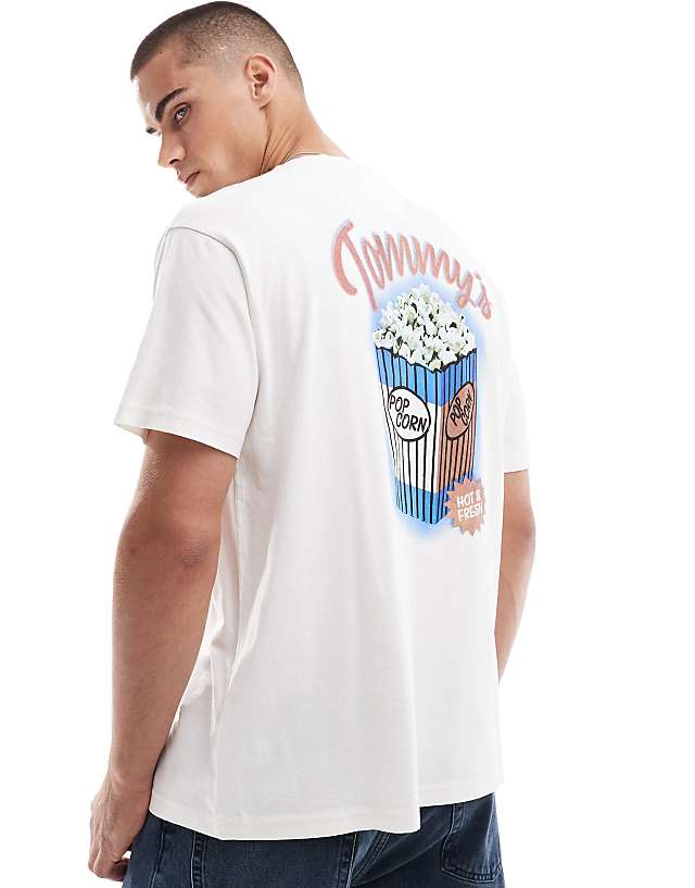 asos Tommy Jeans popcorn back print graphic t-shirt in off white