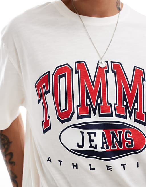 Asos Tommy Jeans Retro Varsity Logo T-shirt In White