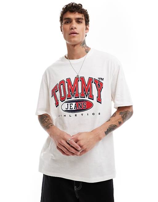 asos Tommy Jeans retro varsity logo t-shirt in white