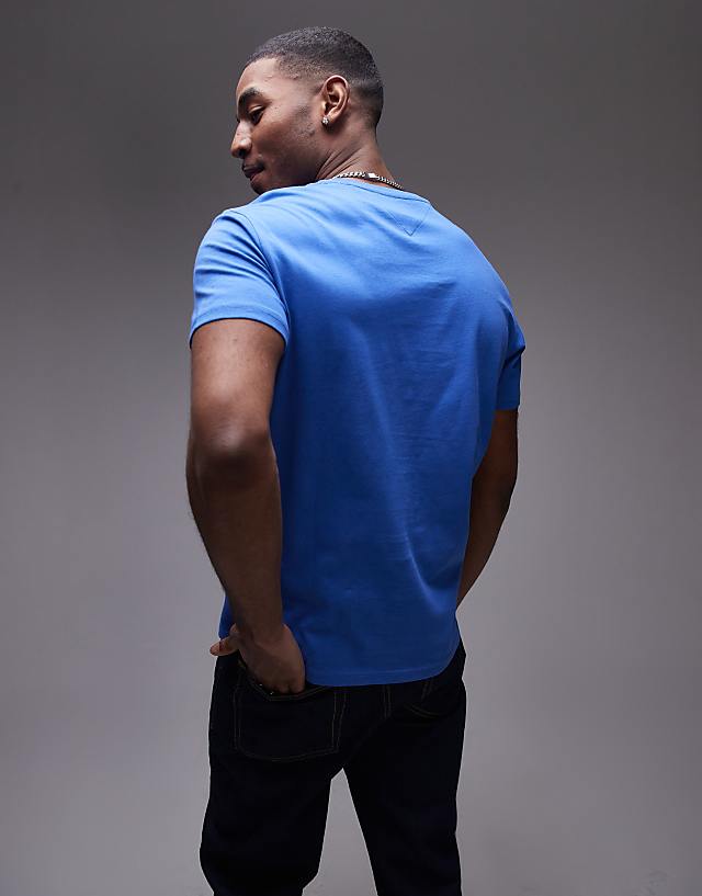 Asos Tommy Jeans Slim Essential Flag T-shirt In Bright Blue