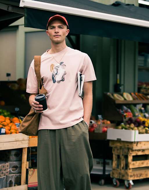 asos Topman casual linen blend relaxed trousers in khaki