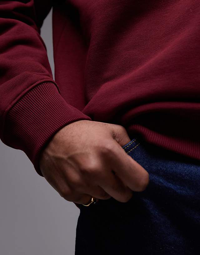 Asos Topman Classic Oversized Jersey Sweatshirt In Plum