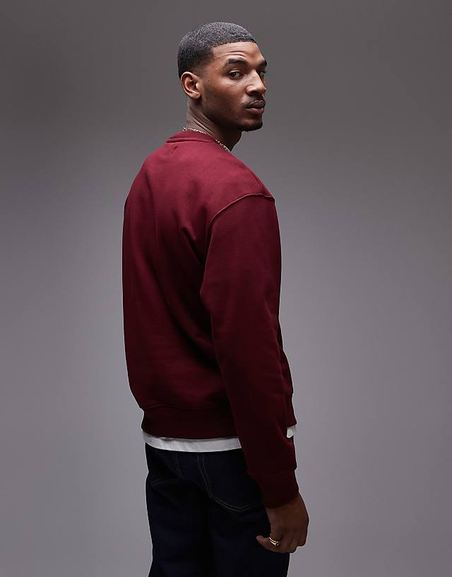 Asos Topman Classic Oversized Jersey Sweatshirt In Plum