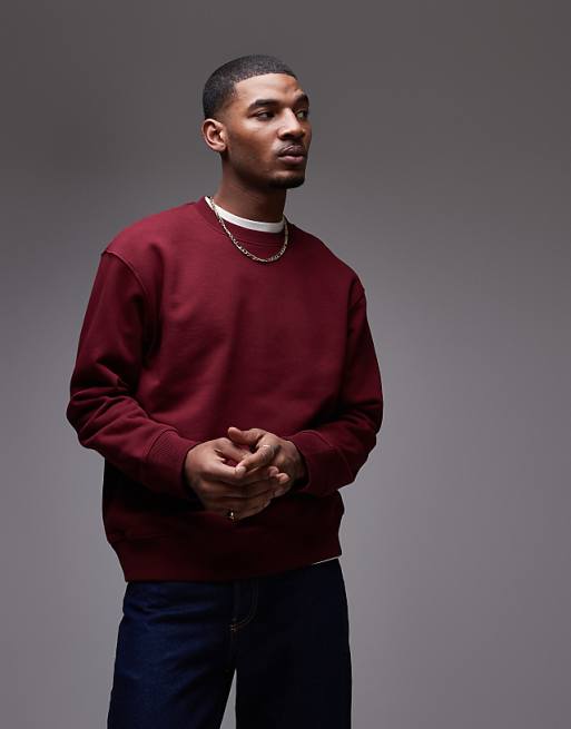 asos Topman classic oversized jersey sweatshirt in plum