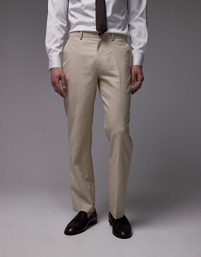 asos Topman double breasted linen blend suit in stone