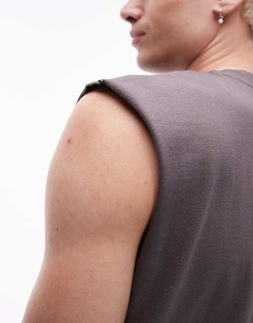 Asos Topman Oversized Fit Sleeveless T-shirt In Grey