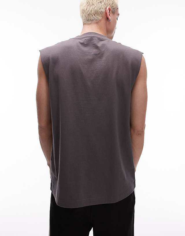 Asos Topman Oversized Fit Sleeveless T-shirt In Grey
