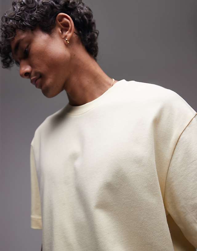 Asos Topman Oversized Fit T-shirt In Buttermilk Yellow