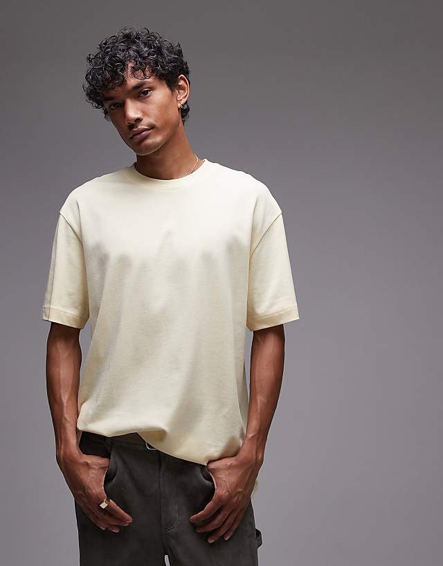 asos Topman oversized fit t-shirt in buttermilk yellow