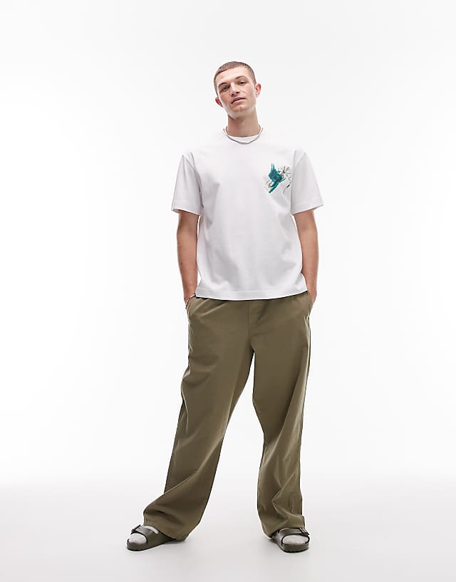 Asos Topman Oversized Fit T-shirt With Front And Back Musee Galerie Print In White