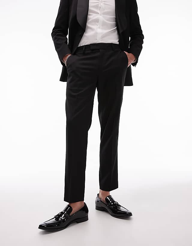 Asos Topman Premium Relaxed Wool Mix Tux Suit Trouser In Black
