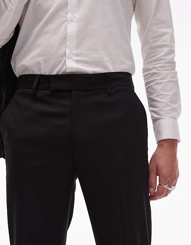 Asos Topman Premium Relaxed Wool Mix Tux Suit Trouser In Black