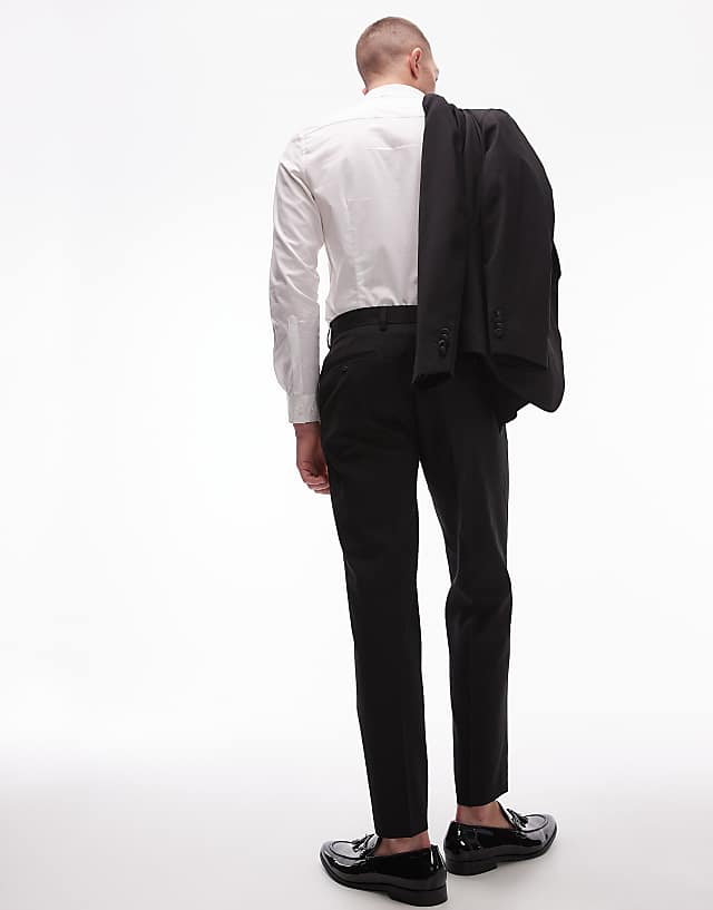 Asos Topman Premium Relaxed Wool Mix Tux Suit Trouser In Black