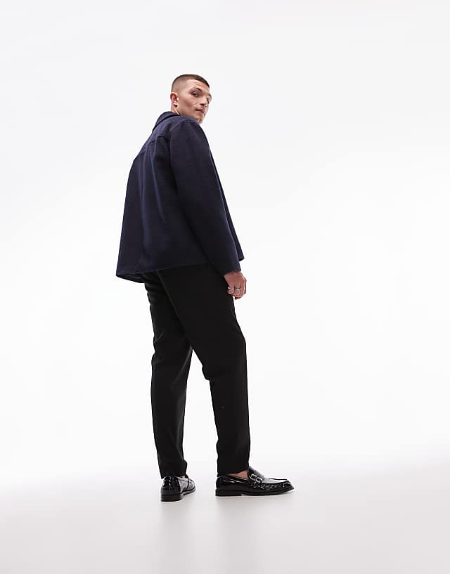 Asos Topman Premium Taper Wool Mix Tux Suit Trouser With Elasticated Waist In Black