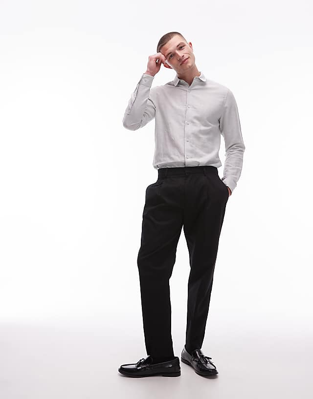 Asos Topman Single Breasted Linen Blend Suit In Black
