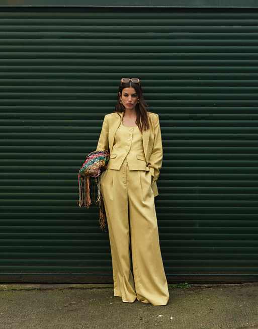 Asos Topshop Co Ord Premium Wedding Guest Occasion In Buttermilk