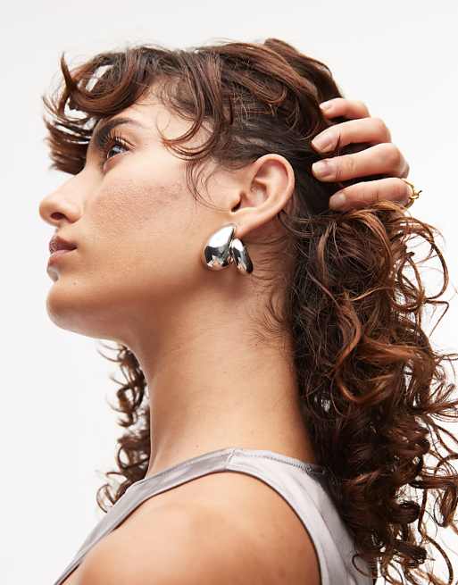 asos Topshop Elodie tear drop earrings in silver tone