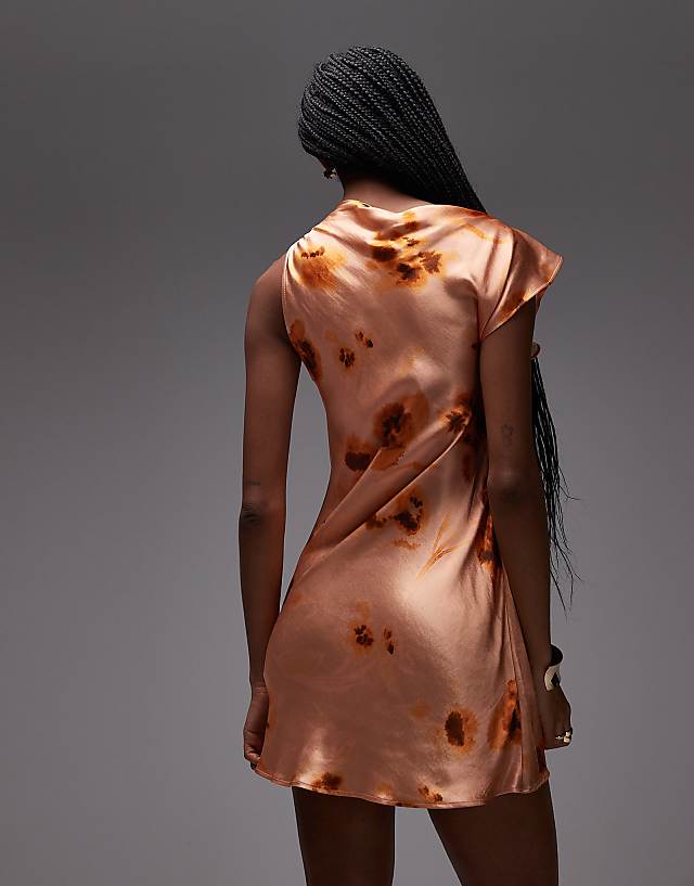 Asos Topshop Grown One Shoulder Ruched Waist Mini Dress In Print