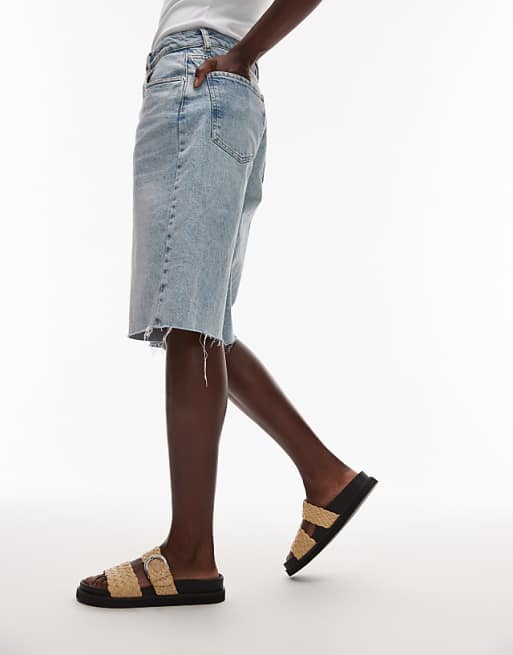 Asos Topshop Kady Woven Flat Sandal With Buckle In Natural