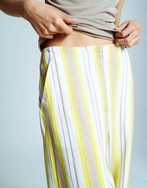Asos Topshop No Waistband Linen Slouch Trouser In Yellow