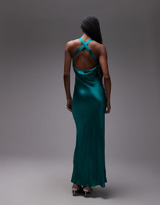 Asos Topshop Racer Neck With Dropped Cowl Back In Electric Blue