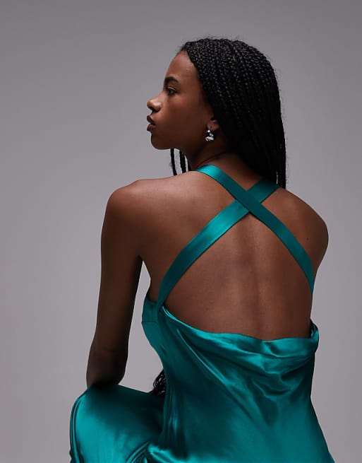 Asos Topshop Racer Neck With Dropped Cowl Back In Electric Blue