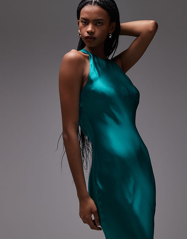 Asos Topshop Racer Neck With Dropped Cowl Back In Electric Blue