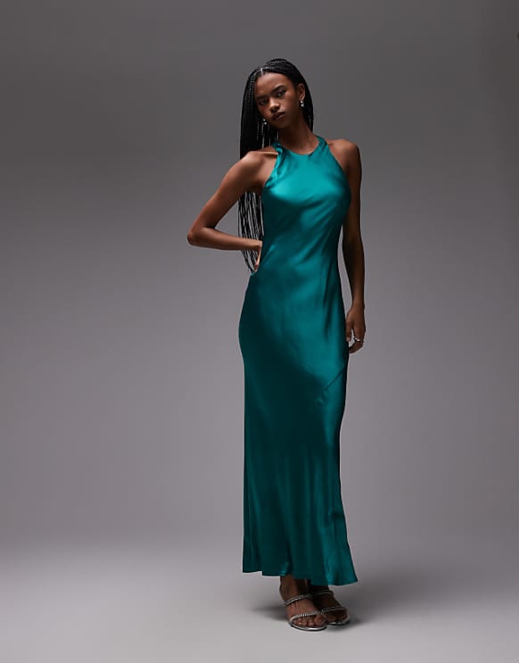 asos Topshop racer neck with dropped cowl back in electric blue