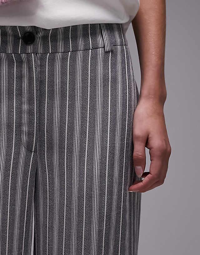 Asos Topshop Tall Stripe Low Slung Trousers In Multi