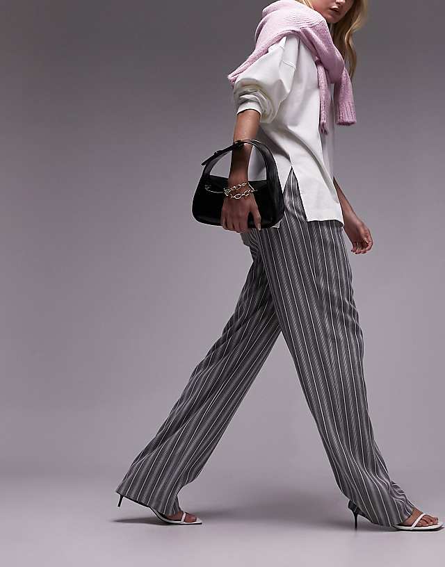 asos Topshop Tall stripe low slung trousers in multi