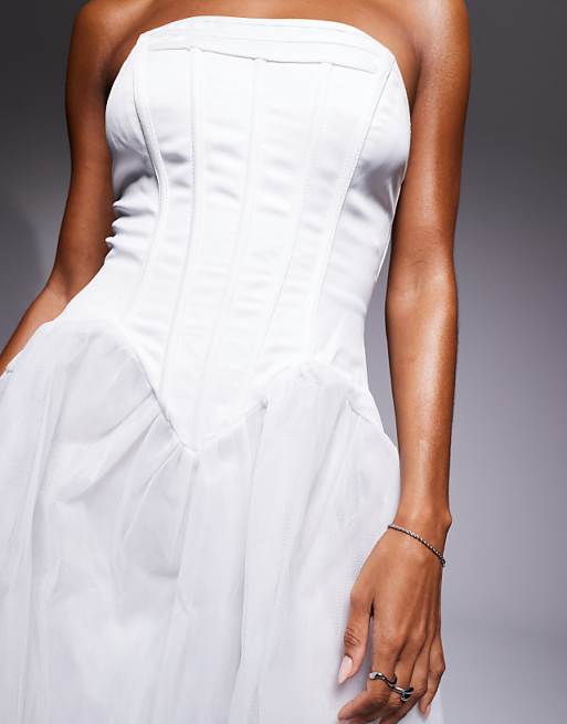 Asos True Decadence Bandeau Corset Maxi Dress In White