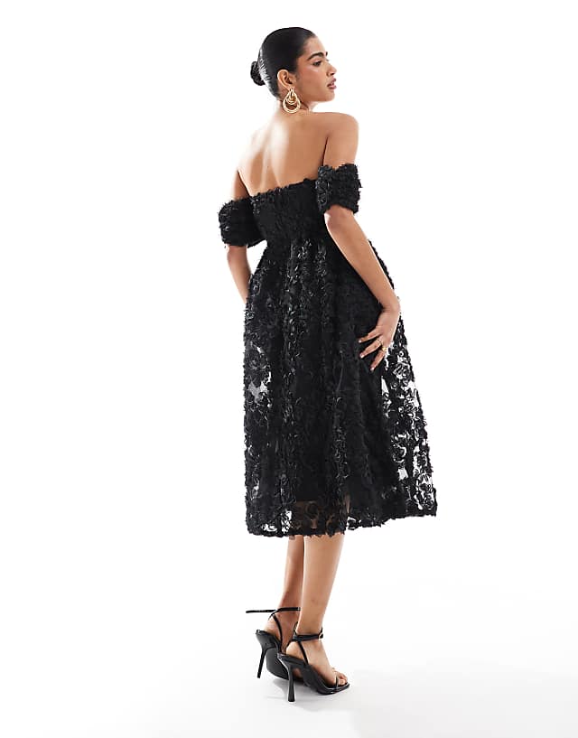 Asos True Decadence Bardot Bust Cup Midi Dress In Black