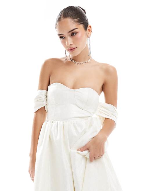 Asos True Decadence Bardot Bust Cup Midi Dress In Cream
