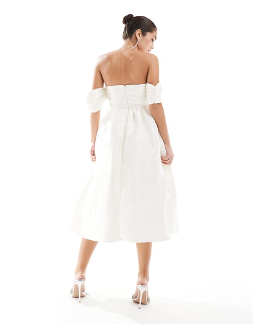 Asos True Decadence Bardot Bust Cup Midi Dress In Cream