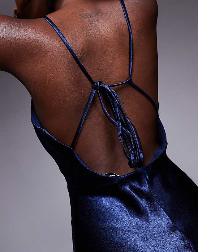 Asos True Decadence Cowl Neck Maxi Slip Dress In Navy