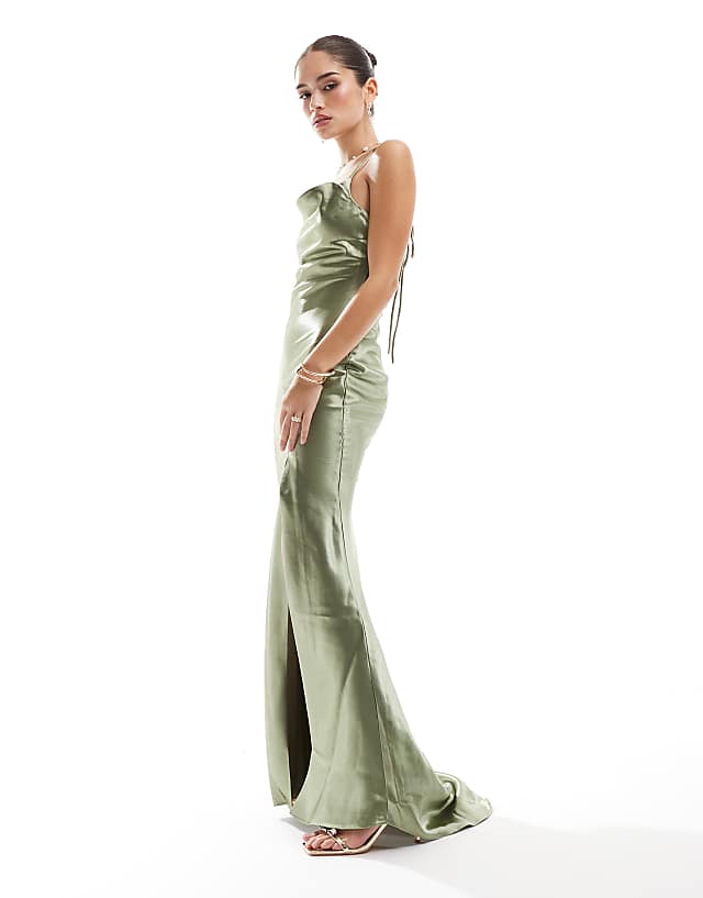 asos True Decadence Cowl-neck slip maxi dress in sage green