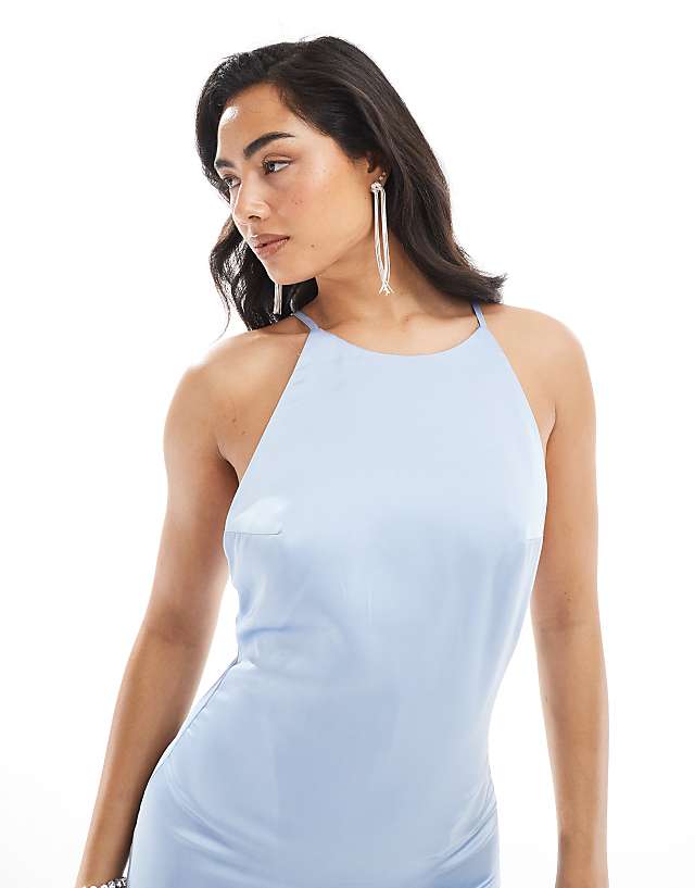 Asos True Decadence Halterneck Bias Cut Maxi Dress In Cornflower Blue