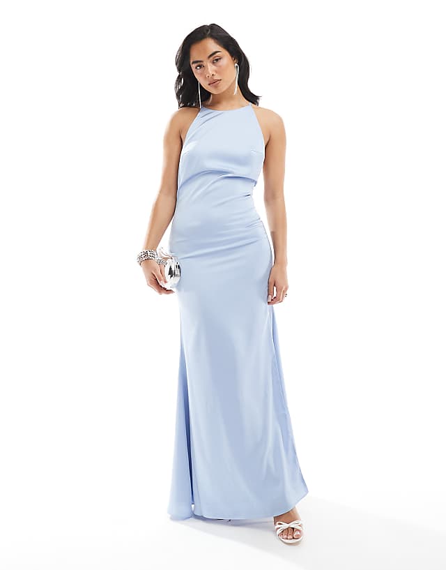 asos True Decadence Halterneck bias cut maxi dress in cornflower blue