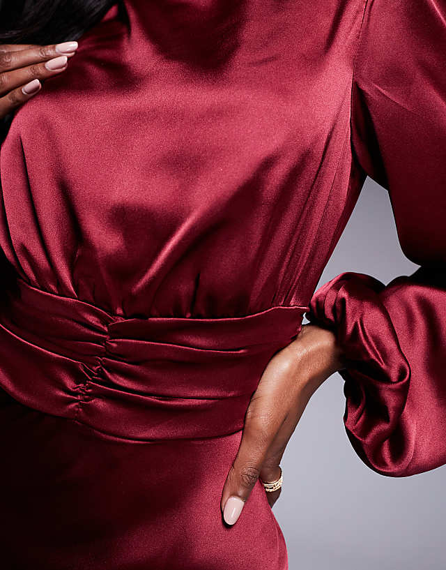 Asos True Decadence High Cowl Neck Maxi Dress In Burgundy