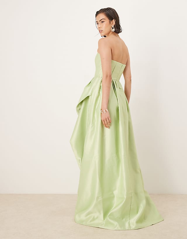 Asos True Decadence Strapeless Maxi Dresses In Soft Green