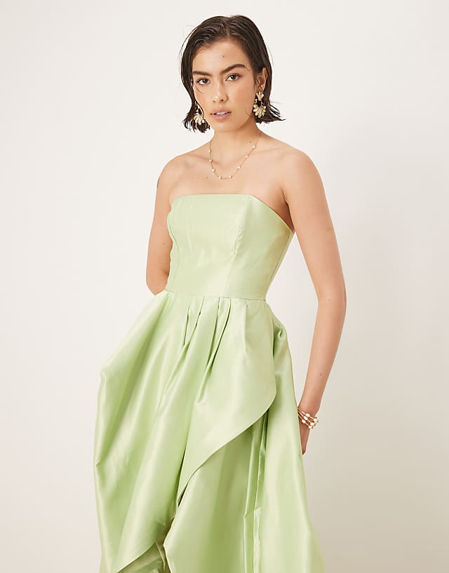 Asos True Decadence Strapeless Maxi Dresses In Soft Green