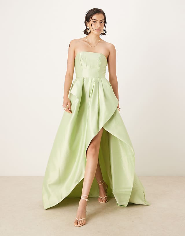 asos True Decadence Strapeless maxi dresses in soft green