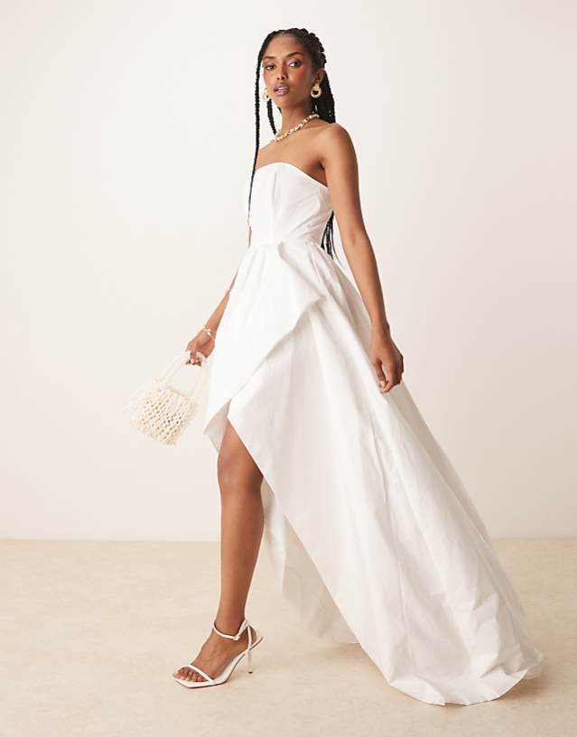 asos True Decadence Strapless hi-low dress in white