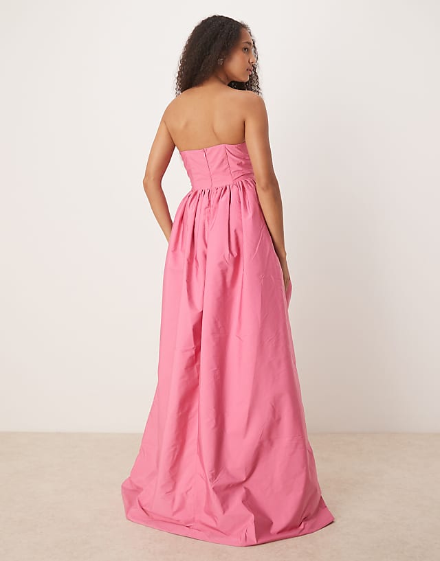 Asos True Decadence Strapless Midi Dress In Bright Pink