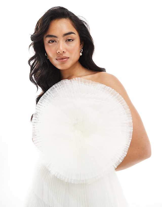 Asos True Decadence Tulle Corsage Tiered Maxi Dress In White
